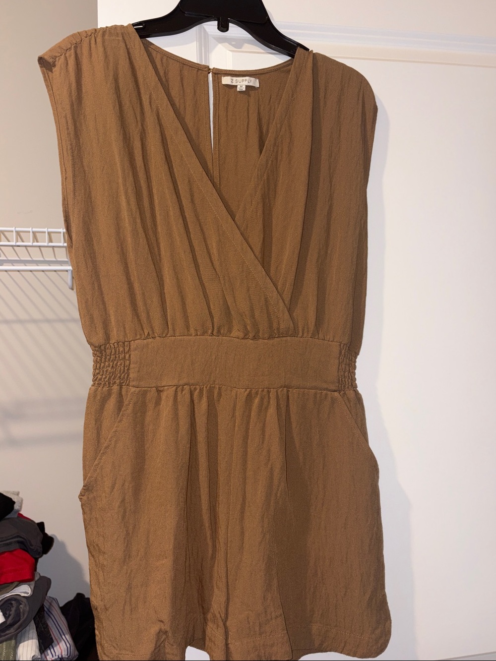 Z Supply Tan Sleeveless Wrap Romper